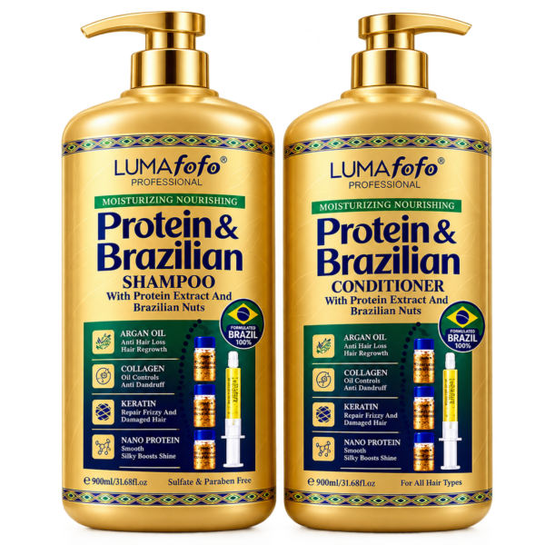 ChatGPT Image Aug 17, 2026, 08_37_11 PM LUMAfofo Protein & Brazilian – Kit Soin Capillaire 4 Pièces