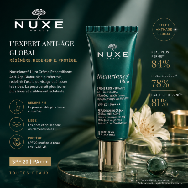 ChatGPT Image Aug 18, 2026, 02_05_09 AM NUXE Nuxuriance Ultra Crème Redensifiante Anti-Âge Global SPF 20 – 50 ml